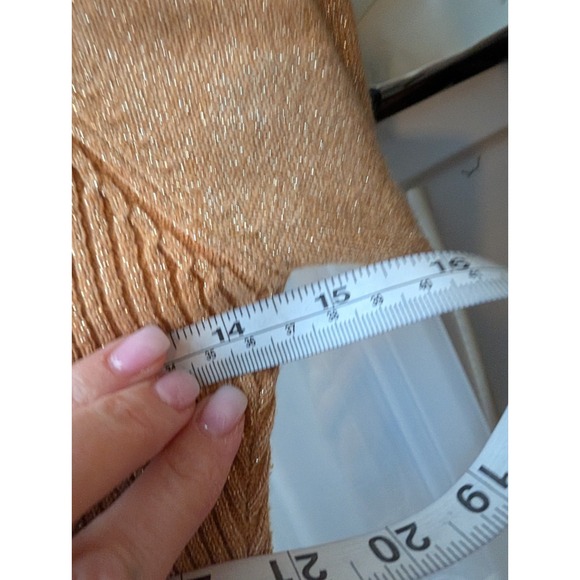 VTG Y2K Charlotte Russe Gold Metallic Babydoll Ribbed Balloon Sleeve Knit Top L - Picture 13 of 15